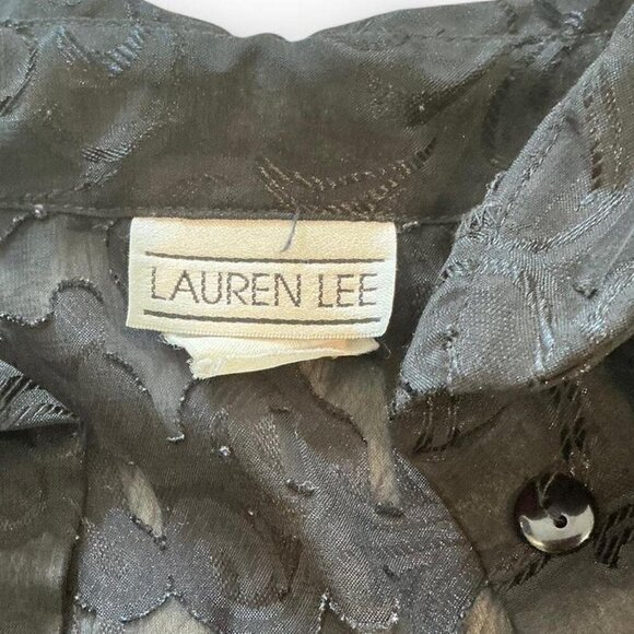 Vintage Lauren Lee Black sheer print button up shirt women's - Picture 4 of 4